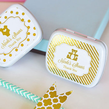 Personalized Metallic Foil Mint Tins - Baby