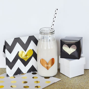 Personalized Gold & Silver Foil Heart Stickers