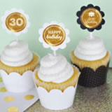 Personalized Metallic Foil Cupcake Wrappers & Cupcake Toppers (Set of 24) - Birthday