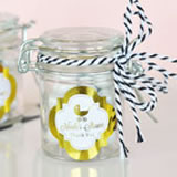 Personalized Metallic Foil Glass Jar with Swing Top Lid - Baby MINI