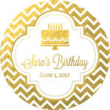 Personalized Metallic Foil Round Favor Labels - Birthday