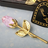 Memorial Choice Crystal Gold long stem pink Rose from fashioncraft