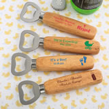 Baby Shower Design your own collection Wood handle bottle opener with solid stainless steel top open