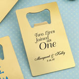 Wedding Design Your Own Personalized Credit Card brushed gold Stainless Steel Bottle Opener