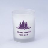 Memorial and Rememberance Frosted Glass Candle Holder With Wax