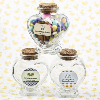 Baby Shower Personalized Expressions Collection heart shaped glass jars