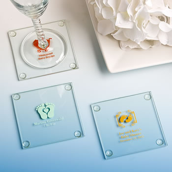 Personalized Baby Shower Glass Coasters - Exclusive Designs