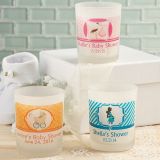 Baby Shower Clearly Custom Frosted Glass Candle Holder with Personalized Sticker