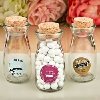 Personalized Vintage expressions collection Vintage Glass milk bottle with round cork top
