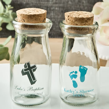 Baby Shower Design your own personalized vintage milk bottles with round cork top