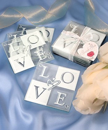 LOVE Glass Coaster Set