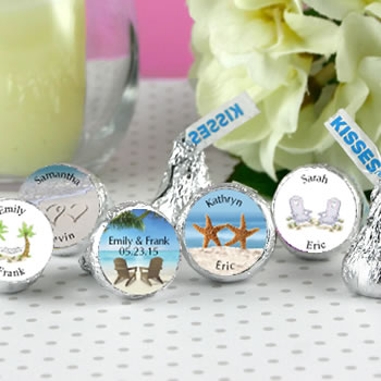 Beach Theme Hersheys Kiss Wedding Favors (9 designs available)