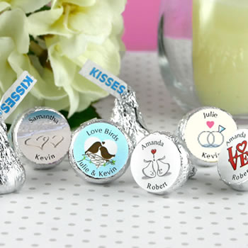 Heart Theme Hersheys Kiss Wedding Favors (5 designs available)