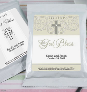 Personalized Christening Theme Coffee Favors, White Bag - (3 designs available)