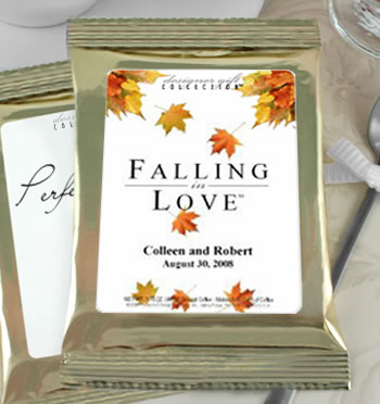 Personalized Fall Theme Coffee Favors, Gold Bag - (5 designs available)