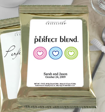 Personalized Heart Theme Coffee Favors, Gold Bag - (4 designs available)