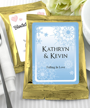 Personalized Winter Theme Coffee Favors, Gold Bag - (6 designs available)