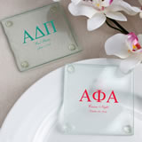 Personalized Greek Design Glass Coasters