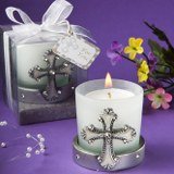 <em>Regal Favor Collection</em> Cross Themed Candle Holders