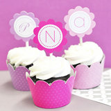 Monogram Cupcake Wrappers & Cupcake Toppers (Set of 24)