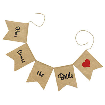 Here Comes the Bride Burlap Banner