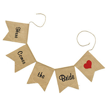 Here Comes the Bride Burlap Banner