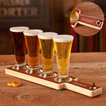 Beer Tasting Set (wood werving tray, 4 mini-pilsners)