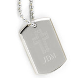 Small Inspirational Dog Tag with Engraved Cross