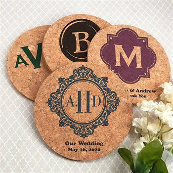 Monogram Round Cork Coasters