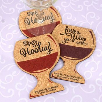 Personalized Wine Glass Cork Coaster