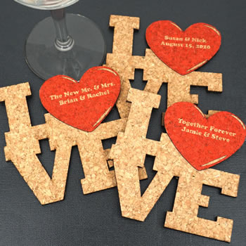 Personalized Love Square Cork Coaster