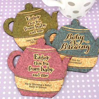 Baby Shower Tea Pot Cork Coaster