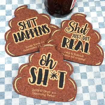 Poop Emoji Personalized Cork Coaster