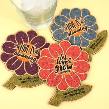 Personalized Spring Flower Cork Coaster