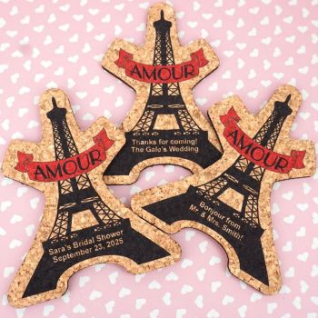 Personalized Eiffel Tower Cork Coaster