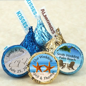 Beach Theme Hersheys Kiss Wedding Favors 9 Designs Available