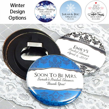 Personalized Wedding Bottle Opener - Winter Designs