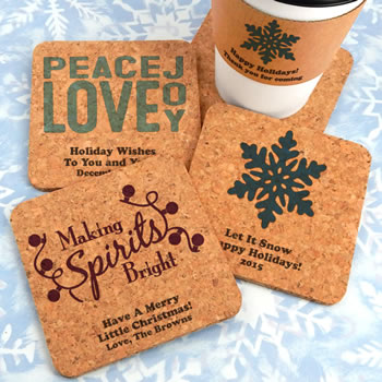 Holiday Square Cork Coasters