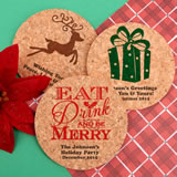 Holiday Round Cork Coasters