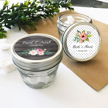 Personalized Floral Garden Small 4oz Mason Jars