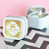 Personalized Metallic Foil Square Candle Tins - Baby