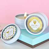 Personalized Metallic Foil Round Candle Tins - Baby