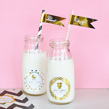 Personalized Metallic Foil Milk Bottles  - Baby