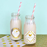 Personalized Metallic Foil Milk Bottles - Wedding