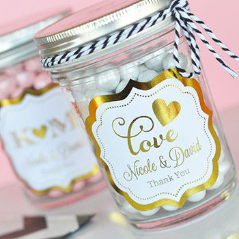 Personalized Mini Mason Jars - Metallic Foil Wedding Designs