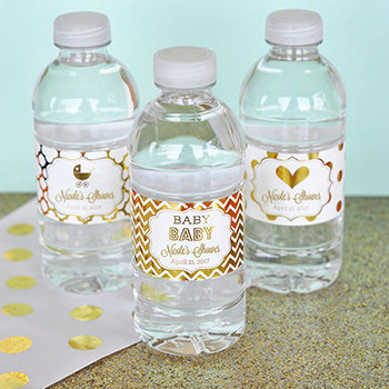 Personalized Metallic Foil Water Bottle Labels - Baby