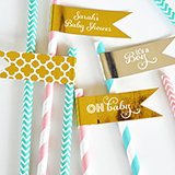 Personalized Metallic Foil Flag Labels - Baby