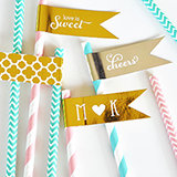 Personalized Metallic Foil Flag Labels - Wedding