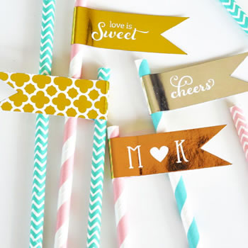 Personalized Metallic Foil Flag Labels - Wedding