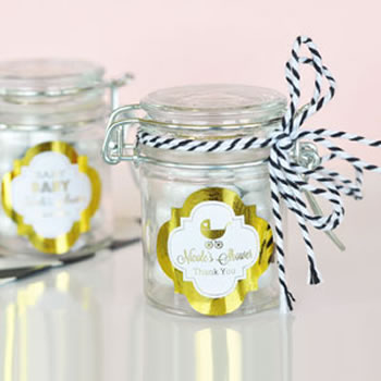 Personalized Metallic Foil Glass Jar with Swing Top Lid - Baby MINI
